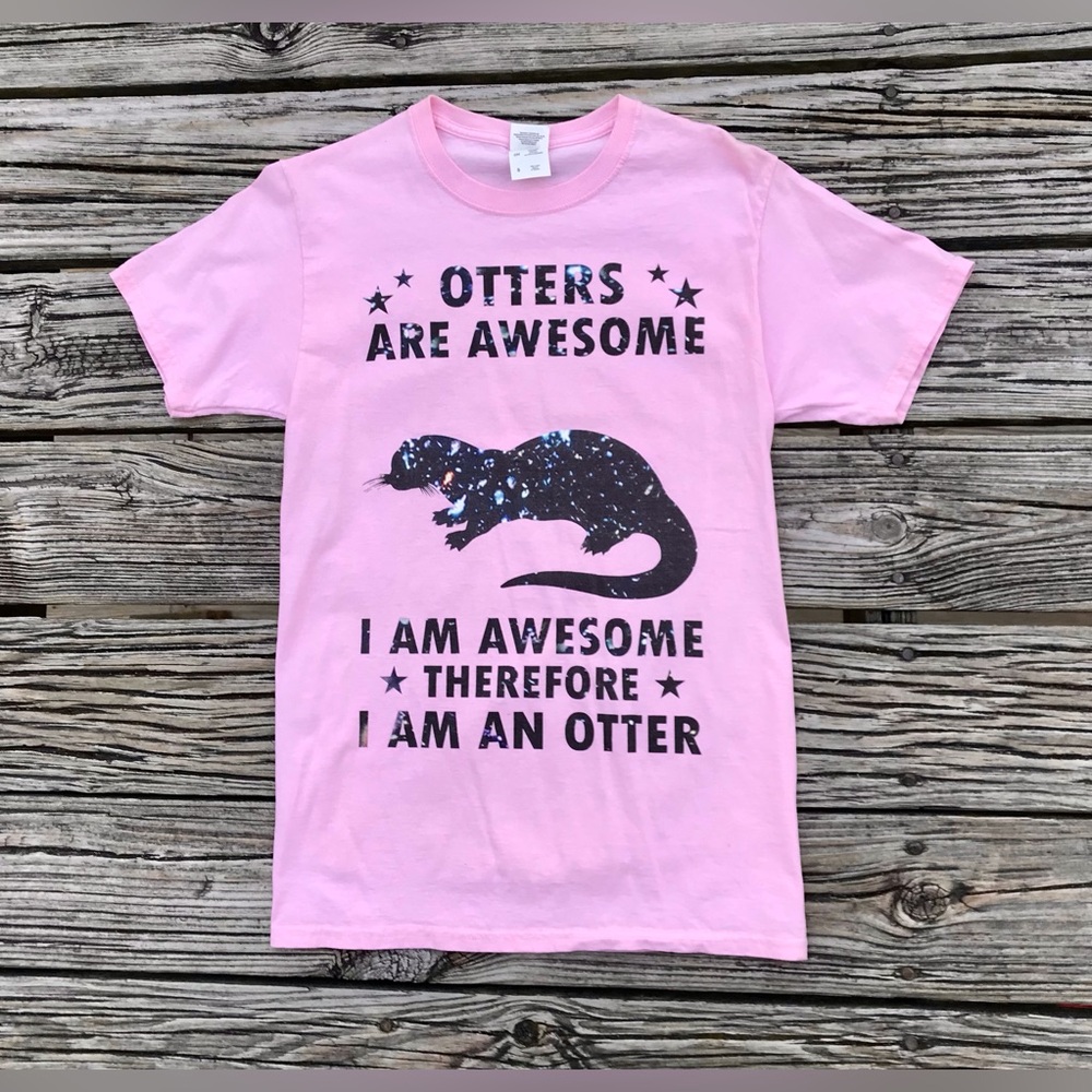 S FRUIT OF THE LOOM Otters Are Awesome Graphic Cotton Short Sleeve Tee Tshirt